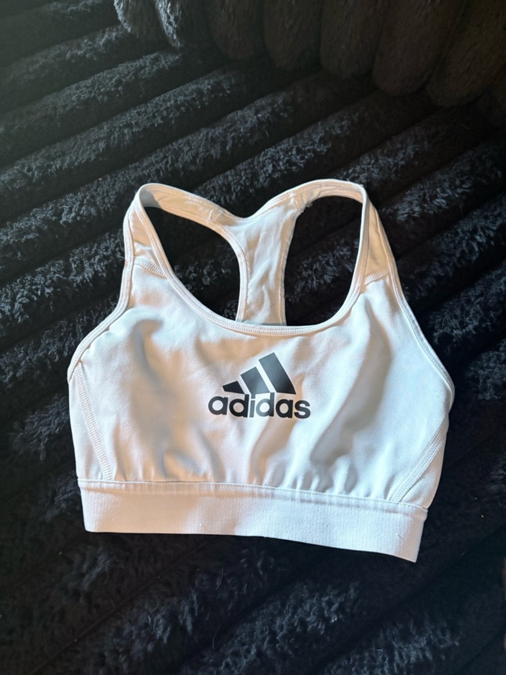 adidas White Racerback Support Sports Bra